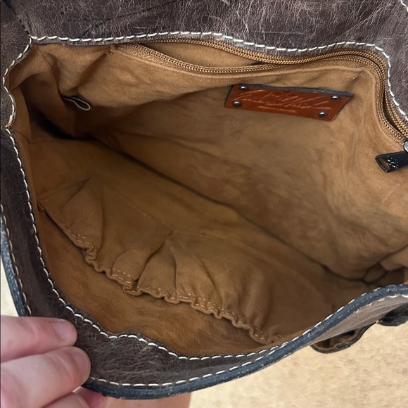 Patricia Nash brown leather crossbody satchel purse - Picture 4 of 5